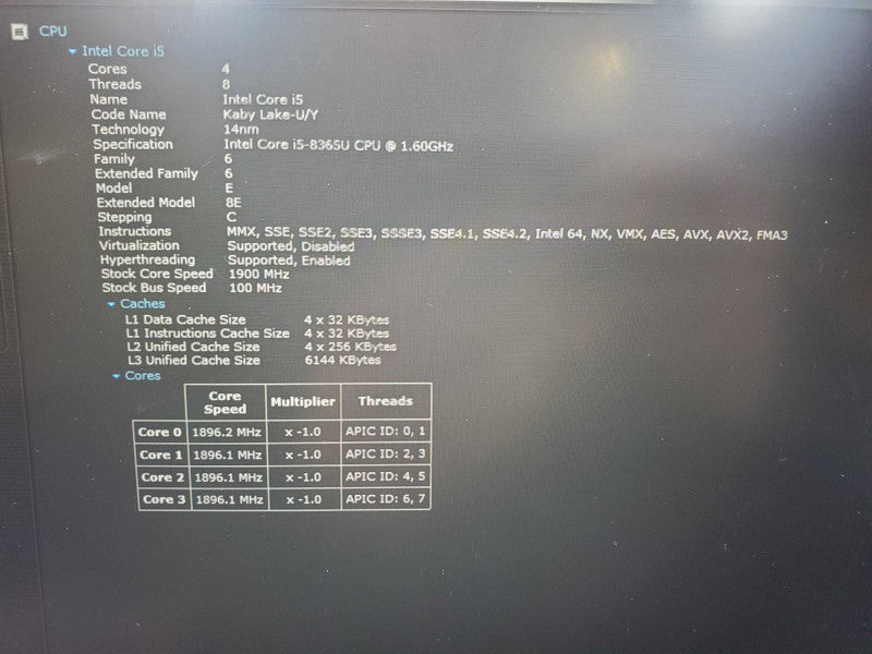 Dell Precision 3540 15.6\\" Core i5-8365U @ 1.6GHz 16GB DDR4 500GB SSSD (
