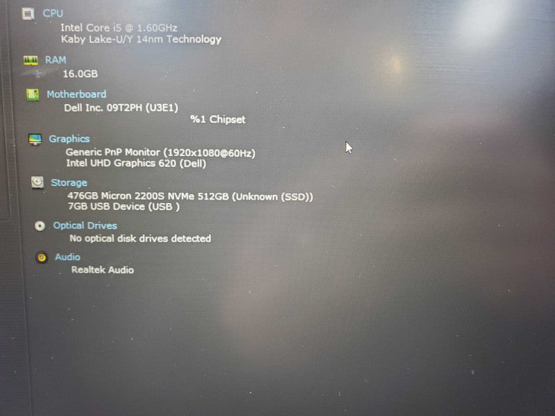 Dell Precision 3540 15.6\\" Core i5-8365U @ 1.6GHz 16GB DDR4 500GB SSSD (