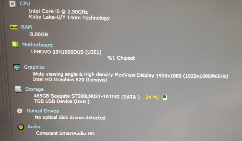 Lenovo ThinkPad E470 14\\" Core i5-7200U @ 2.5GHz 8GB DDR3 500GB SSD (
