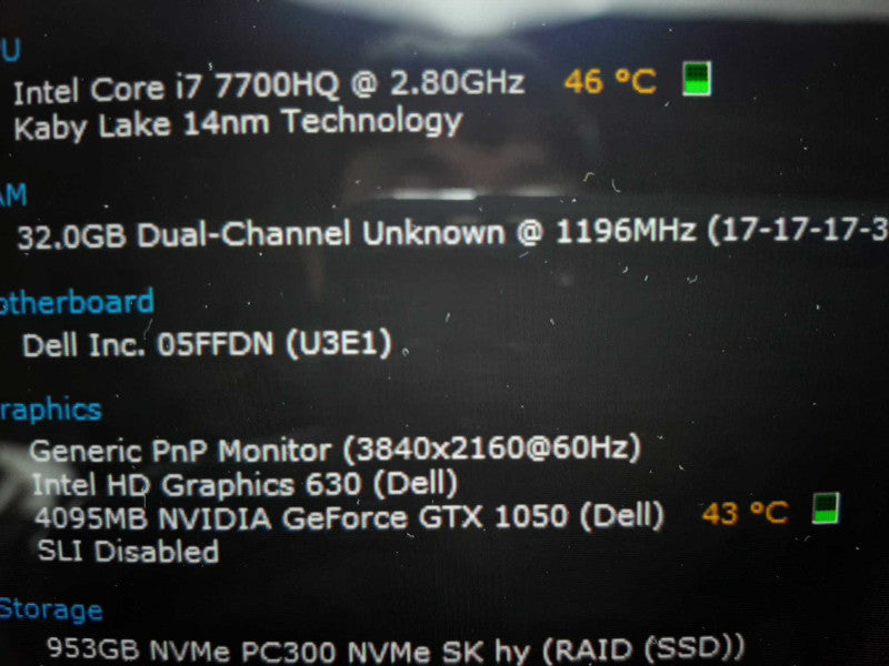 Dell XPS 15 9560 15.6\\" Touch Screen i7-7700HQ 32GB DDR4 GTX 1050 Ti(4GB) 1TB NVMe $