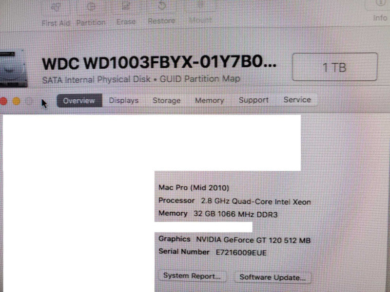 Mac Pro - M.2010 A1289, 1x Xeon 2.8GHz QC/32GB, 2x nVidia GT120, 1TB HDD ~