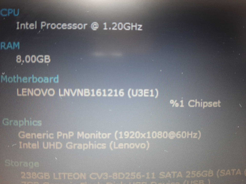 Lenovo V15 IIL 15.6\\" i3-1005G1 @ 1.2GHz 8GB DDR4 256GB SSD $