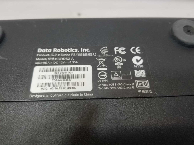 Data Robotics DRDS2-A Drobo FS Storage Array 1x 2TB HDD, Read _