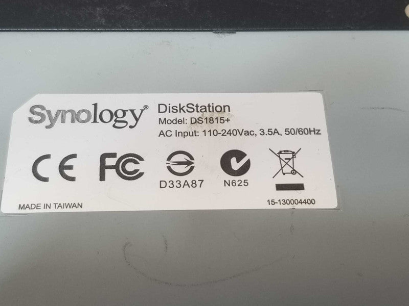 SYNOLOGY DISK STATION DS1815+ 8- By NAS, No HDD/Caddies, Read _