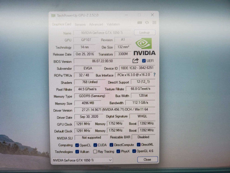 Nvidia GeForce GTX 1050Ti 4GB [EVGA] (