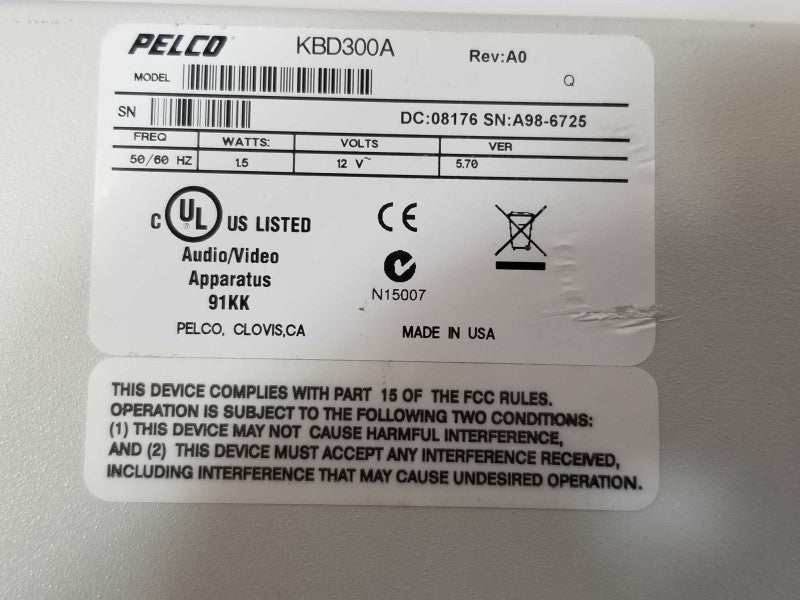 PELCO KBD300A Joystick Keyboard PTZ Controller, Read _