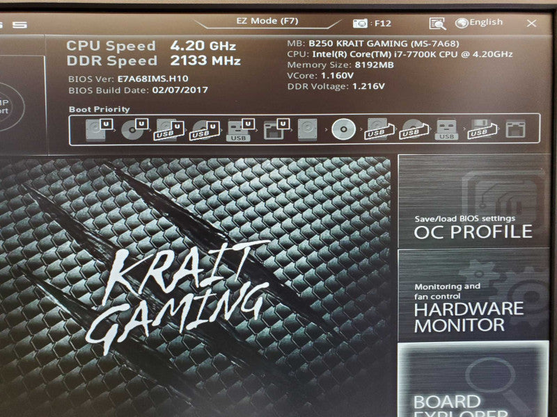 Custom PC Asus B250 Krait Gaming Core i7-7700K @ 4.2GHz 8GB DDR4 No HDD (