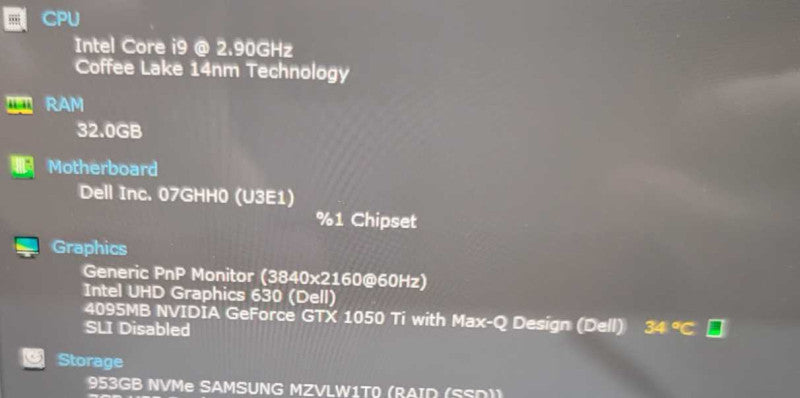 Dell XPS 15 9570 Laptop 15.6\\" 4K TOUCH i9-8950HK 32GB RAM 1TB SSD 1050Ti =