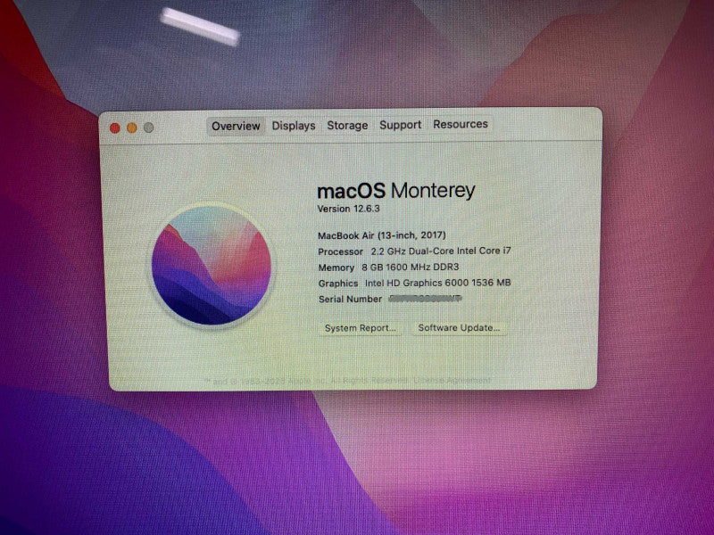 2017 13-inch MacBook Air with i7 CPU 8GB RAM & 250GB Storage  -