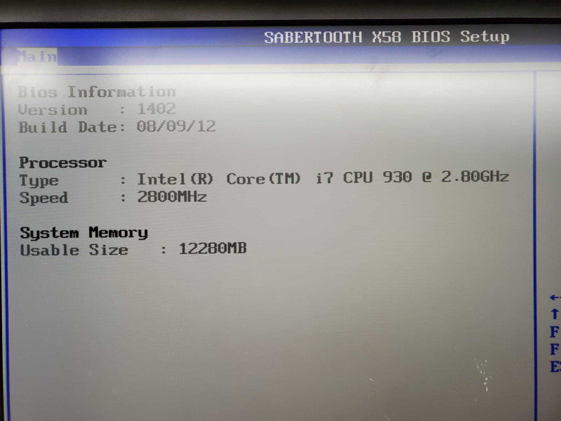 Kit MB Asus Sabertooth x58 + Core i7-930 @ 2.8GHz + 12GB DDR3 (