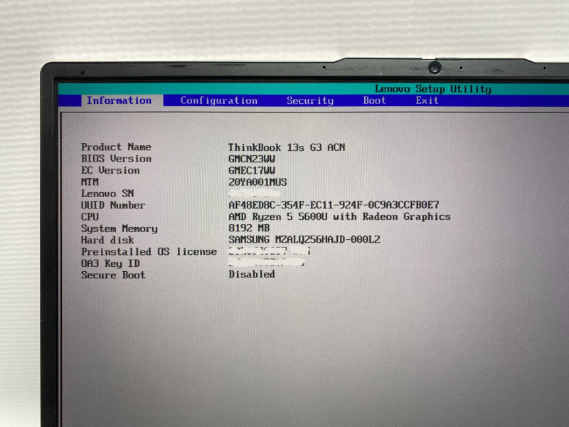 13\\" Lenovo ThinkBook 13s G3 ACN with AMD Ryzen 5 5600U 8GB RAM & 256GB NVMe  -