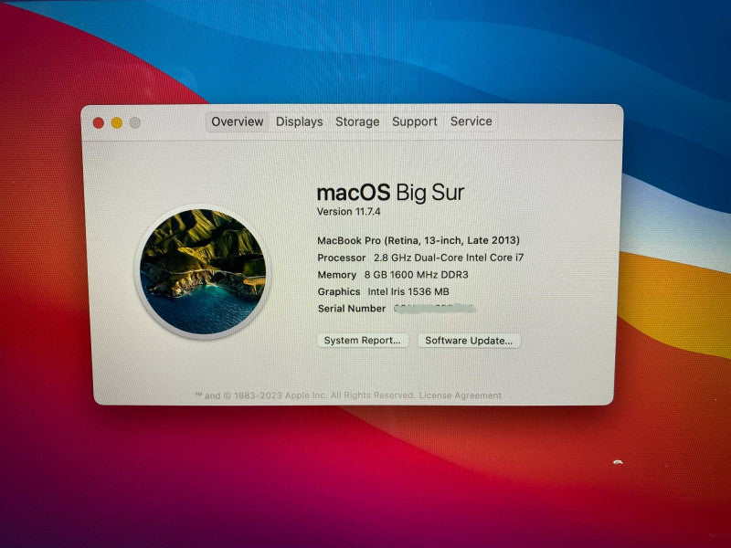 Late 2013 MacBook Pro 13-inch with i7 CPU 8G BRAM & 250GB Storage  -