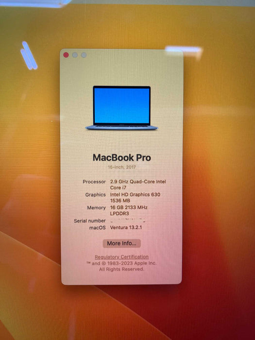 2017 MacBook Pro 15-inch TouchBar with i7 CPU 16GB RAM & 256GB Storage READ -