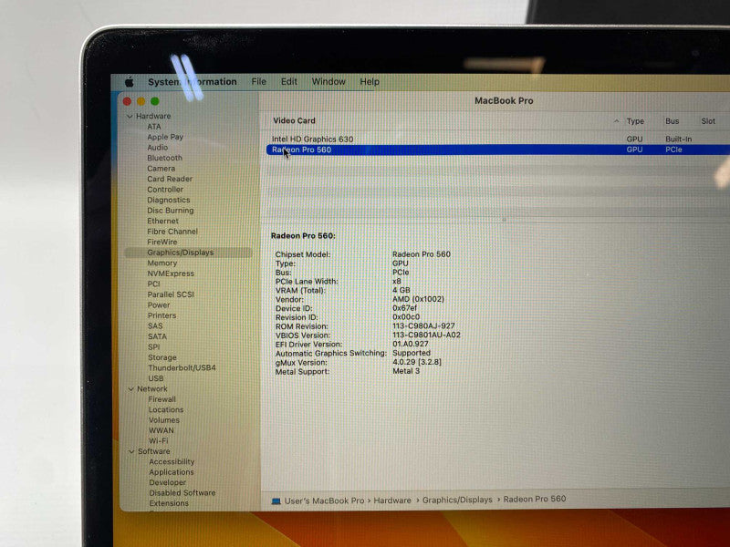 2017 MacBook Pro 15-inch TouchBar with i7 CPU 16GB RAM & 256GB Storage READ -