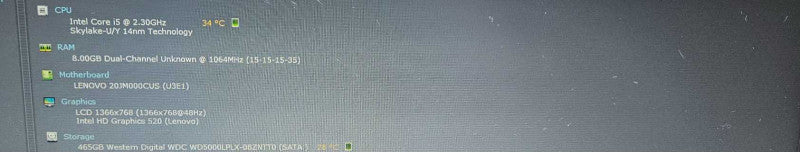 Lenovo Thinkpad T470 i5-6300U 8GB RAM 500 GB SSD **READ** )