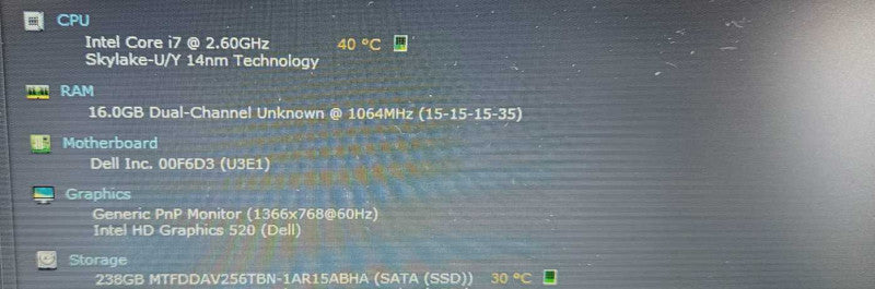 Dell Latitude 7480 i7-6600U 16GB RAM 250GB SSD **READ**