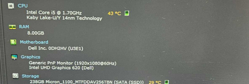 Dell Latitude 5490 i5-8350U @ 1.70GHz 8GB RAM 250GB SSD **READ** )