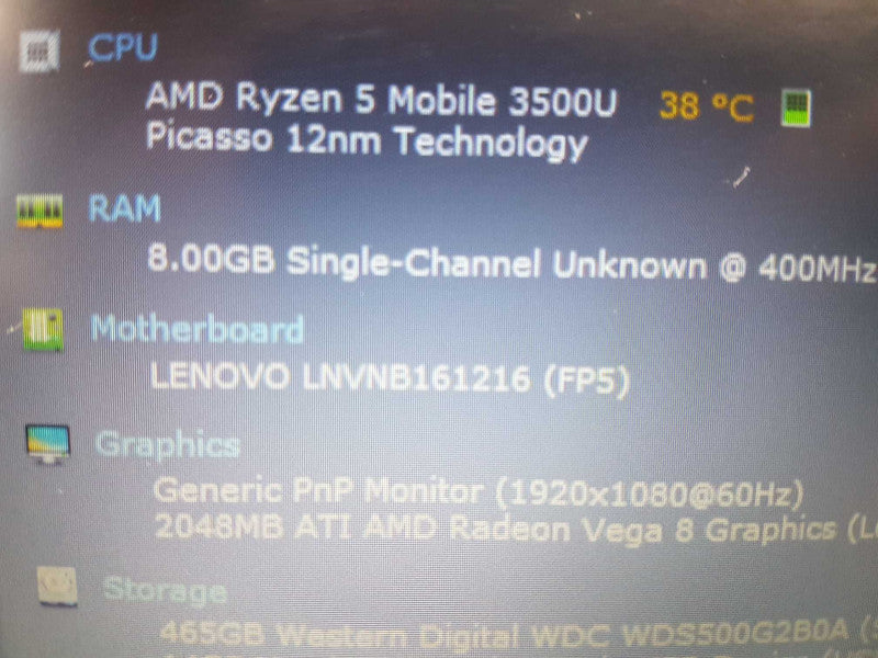 Lenovo IdeaPad L340-15APi Ryzen 5 3500U @ 2.1ghz / 8gb ram / Vega 8 iGpu #