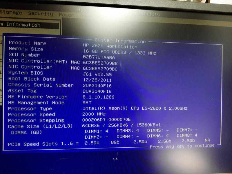 HP Z620 Workstation Xeon E5-2620 @ 2.00GHz 16 GB DDR3 No GPU No HDD  Q$