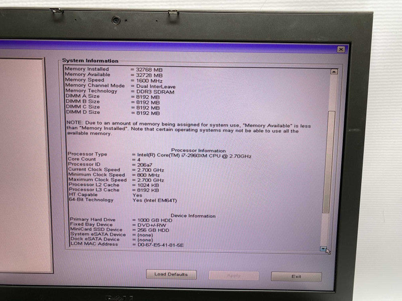 19\\" DELL Precision M6600 with i7-2960XM 32GB RAM & 1TB HDD + 256 SSD Storage  -