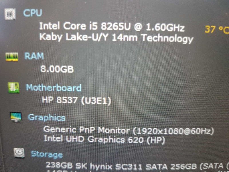 HP ProBook 440 G6 i5-8265U @ 1.60ghz / 8gb ram / 256gb HDD #