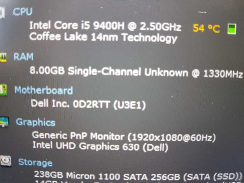 Dell Lattitude 5401 i5-9400H @ 2.50ghz / 8gb ram / 256gb SSD  #