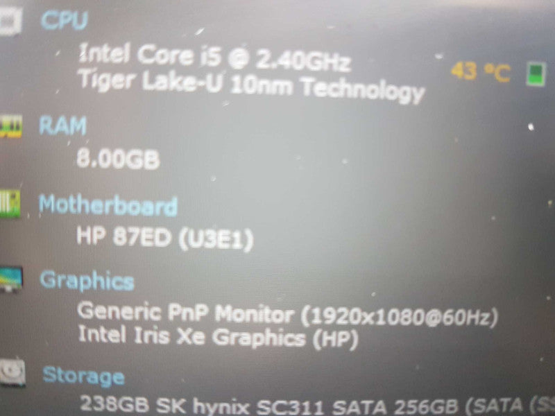 HP ProBook 650 G8 i5-1135G7 @ 2.40ghz / 8gb ram / 256gb SSD / READ #
