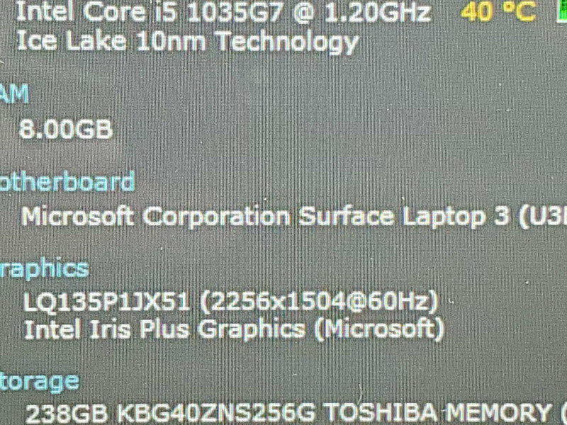 Microsoft Surface Laptop 3 (1867) i5-1035G7 8GB RAM 256GB Storage |
