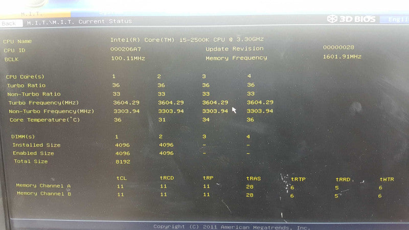 CPU/Motherboard Combo i5-2500K @ 3.30ghz / 8gb ram / gigabyte GA-Z77X-UD3H  #