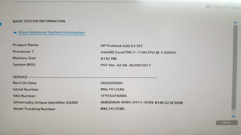 HP ProDesk 600 G3 SFF i7-7700 @ 3.60ghz / 8gb ram / READ #\t #