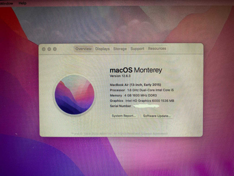 MacBook Air Early 2015 13-inch with i5 CPU 4GB RAM & 250GB Storage -