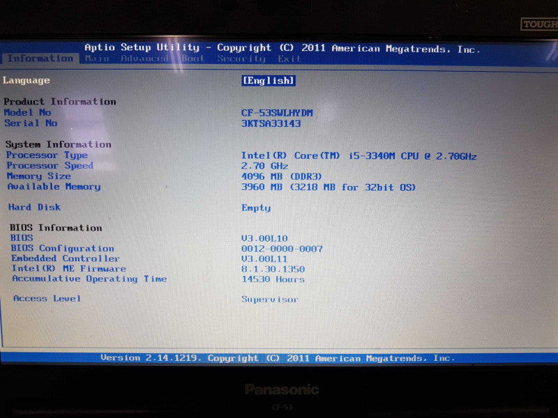 Panasonic Toughbook CF-53 i5-3340M @ 2.70ghz / 4gb ram / read #