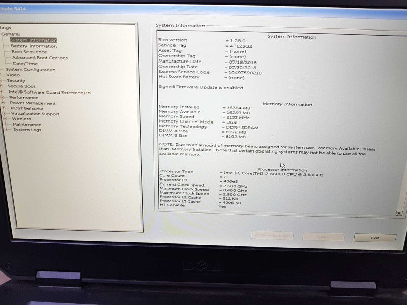 Dell Lattitude 5414 Rugged i7-6600U @ 2.60ghz / 16gb ram / READ #