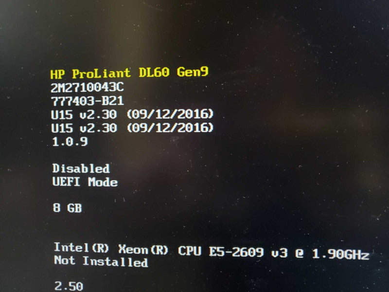 HP DL60 Gen9 1x E5-2609(v3) 1.9GHz 6C/8GB ECC, B140i, NO HDDS ~