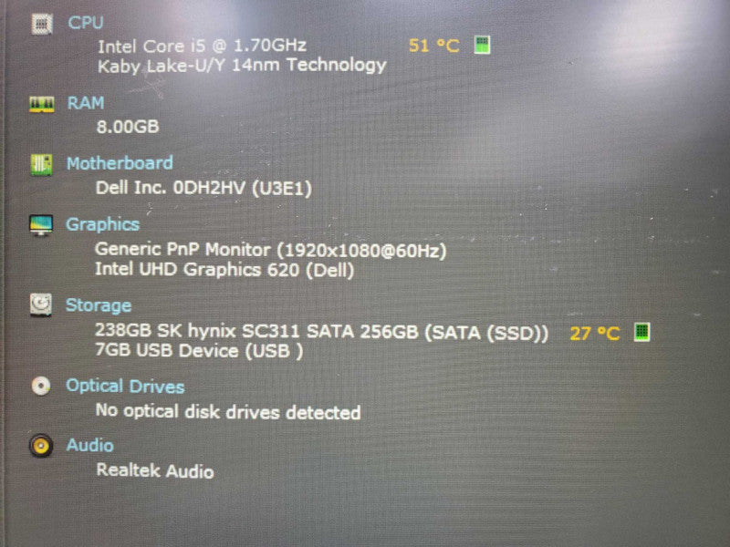 Dell Latitude 5490 Core i5-8350U @ 1.7GHz  (