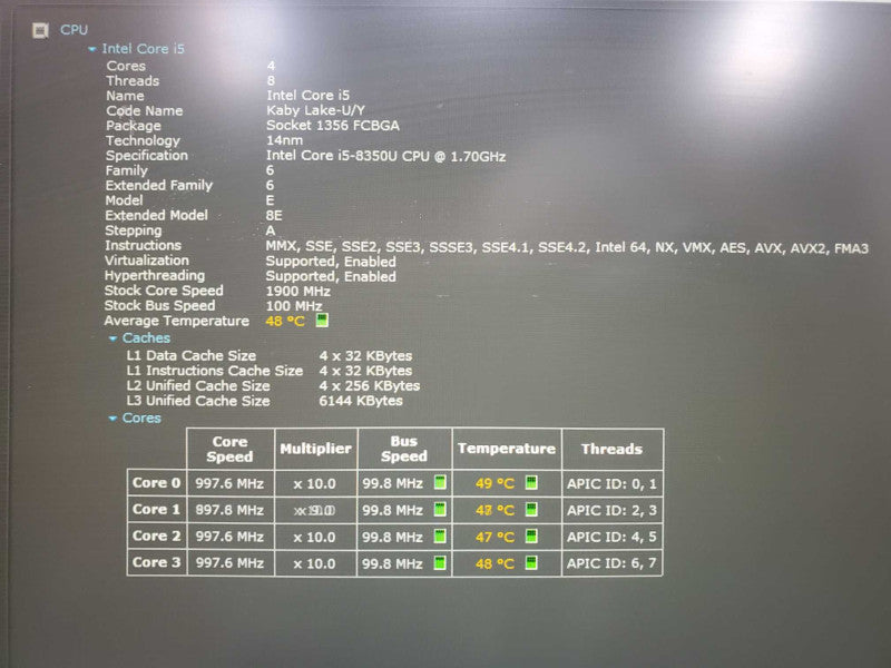 Dell Latitude 5490 Core i5-8350U @ 1.7GHz  (