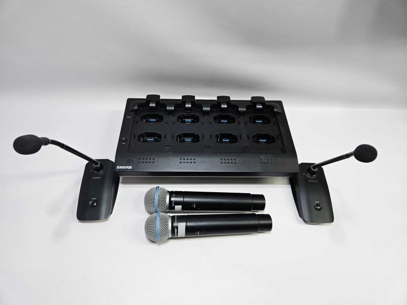 Shure MXWNCS8 Charging Station With 2x MXW8 Z10 and 2x Beta 58A Mics )