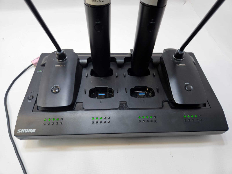 Shure MXWNCS8 Charging Station With 2x MXW8 Z10 and 2x Beta 58A Mics )