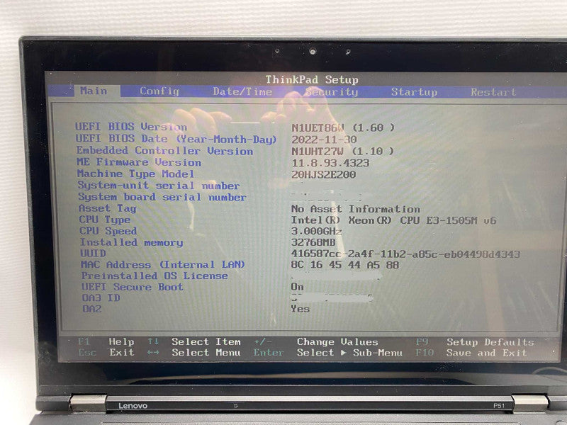 Lenovo P51 with Xeon E3-1505M v6 CPU 32GB RAM  7 512GB SSD Storage  -