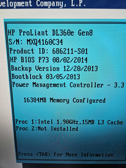 HP ProLiant DL360e Gen8 1x Xeon E5-2420 0 @ 1.90GHz 16 GB RAM 1x PSU )
