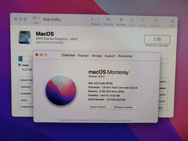 Mac mini - L.2014 A1347, i5-4278U 2.6GHz/8GB, Intel Iris, 1TB HDD ~