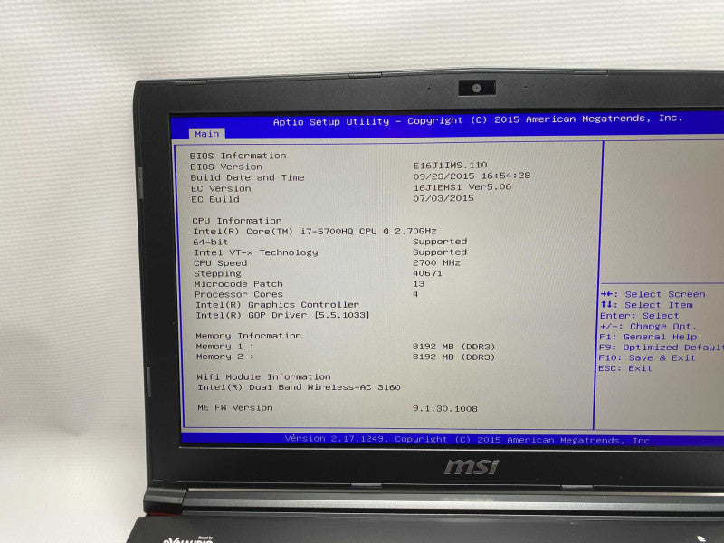 MSI GE62 2QF Apache Pro with i7-5700HQ CPU 16GB RAM & 1TB HDD + 128GB SSD  -