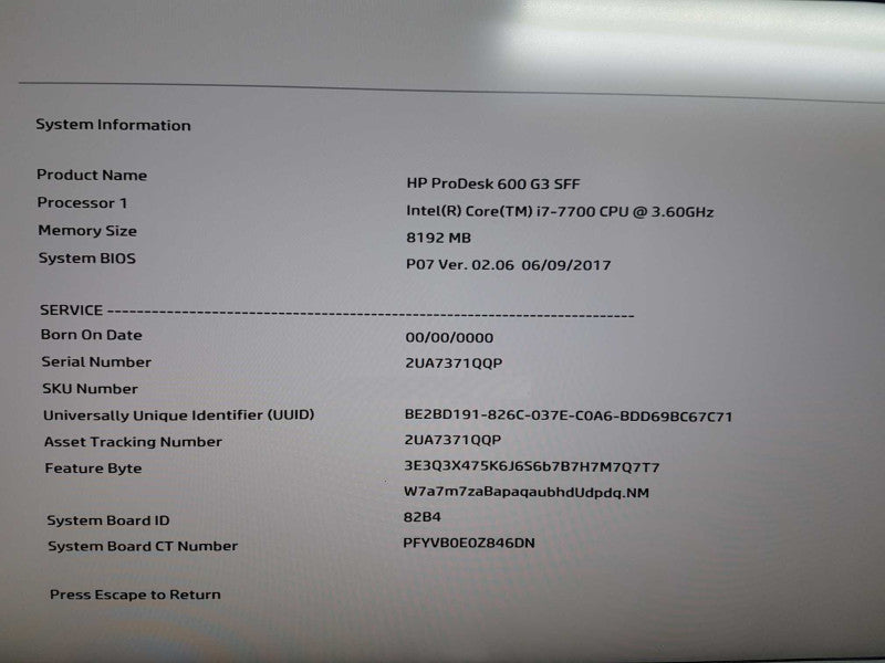 HP ProDesk 600 G3 SFF i7-7700 @ 3.60ghz / 8gb ram / READ  #