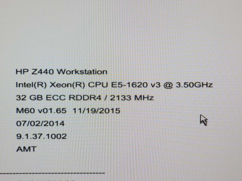 HP Z440 WS, Xeon E5-1620(v3) 3.5GHz, 32 GB , Quadro K420, NO HDD ~