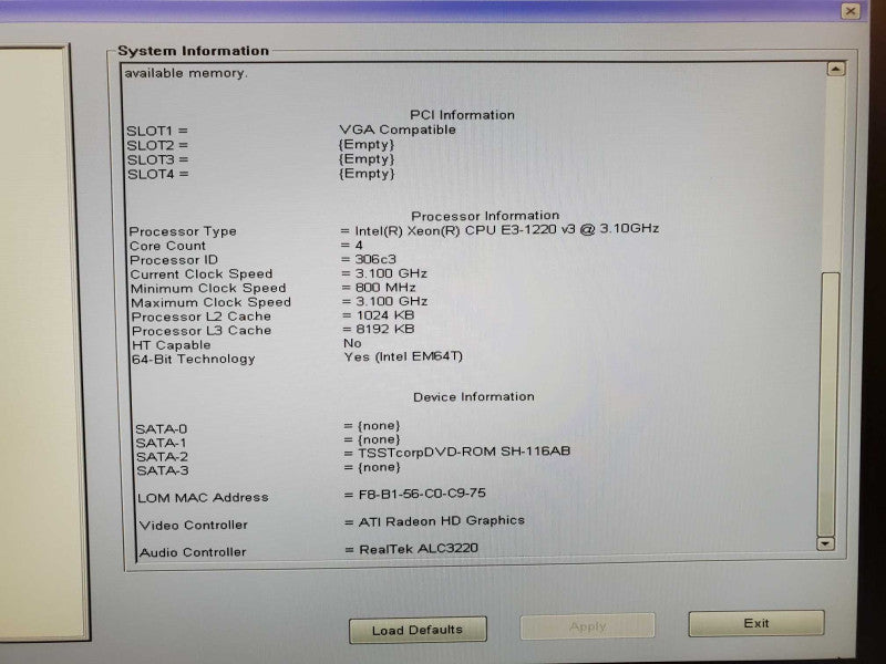Dell Precision T1700 Xeon E3-1220 v3 @ 3.1GHz 8GB DDR3 No HDD (