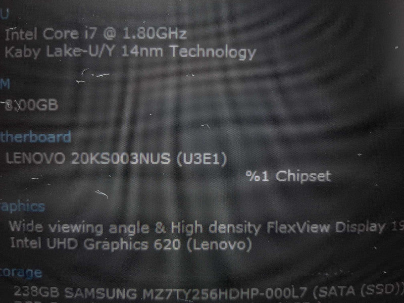 Lenovo Thinkpad E580 15.6\\" i7-8550U @ 1.80GHz 8GB DDR4 256GB NVme  $