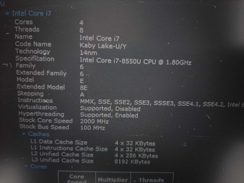 Lenovo Thinkpad E580 15.6\\" i7-8550U @ 1.80GHz 8GB DDR4 256GB NVme  $
