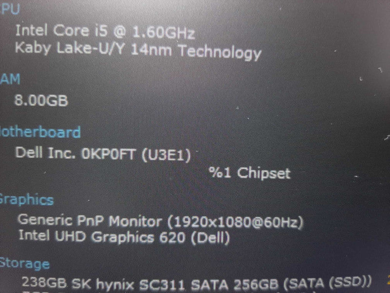 Dell Latitude 7490 14\\" i5-8250U 1.60GHz 8GB DDR4 256GB NVme $