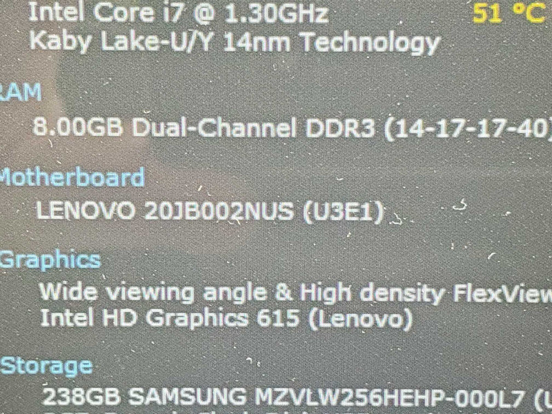 Lenovo Thinkpad X1 Tablet Gen 2 i7-7Y75 8GB RAM 256GB Storage |