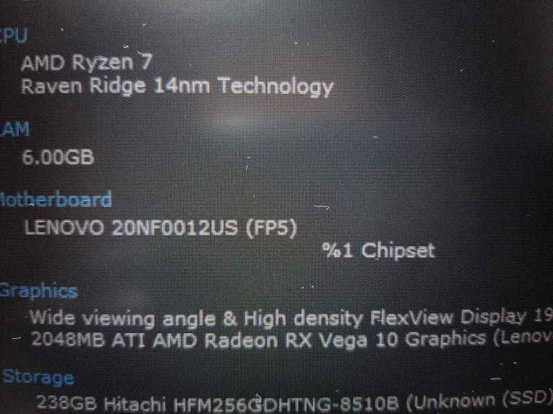 Lenovo TP E595 15.6\\" Rygen 7 3700U Vega Mobile Gfx 2GB GPU 8GB RAM 256GB NVme $
